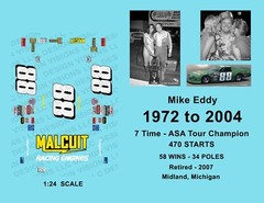 1972 – 2004 – 1:24 Scale Waterslide Decals – ASA #88 Mike Eddy