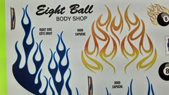 AMT 55 1955 Chevy Bel Air 1/25 Waterslide Decal Sheet 8 Ball Blue Flames Custom