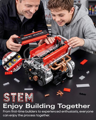 4-Cylinder Engine Model Kit for Adults, 918PCS Mini Working Model | with Moving