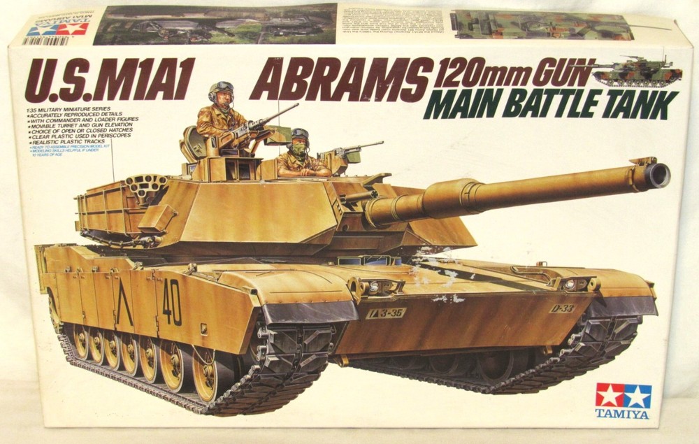 Tamiya #MM-156 US M1A1 Abrams 120mm Gun – Battle Tank 1:35 Scale Open Box – NOS