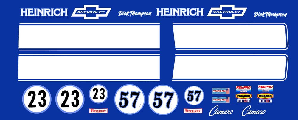 #23 Dick Thompson Heinrich Chevrolet Camaro Trans Am 1/24th – 1/24th Decals