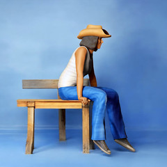 Woman Sitting on Model Cars Tailgate Bench Resin 3d print Unpainted Cowgirl