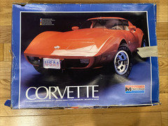 Vtg 1978 Monogram 23” Corvette 1/8 Scale Plastic Model Kit ~ Open Damaged Box