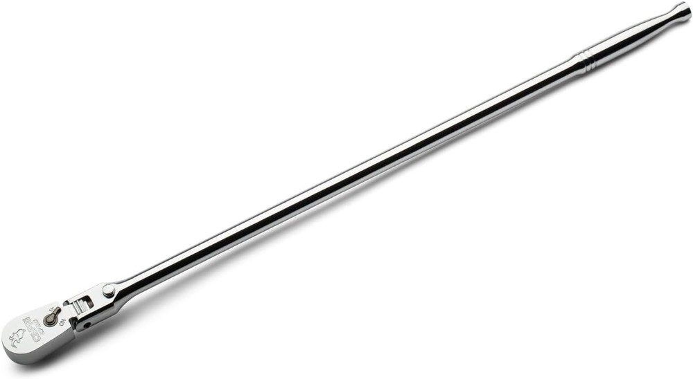 3/8 in. Drive Fine 90-Tooth Locking Flex-Head Ratchet, Extra Long Chrome Handle