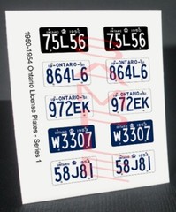 1950 – 1954 ONTARIO CANADA miniature LICENSE PLATES for 1/25 scale MODEL CARS