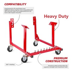 Rolling Engine Cradle Stand with Wheels, Steel Construction, Built in Hardware