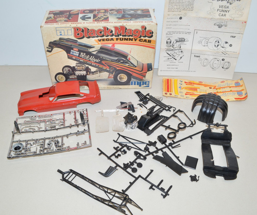 Vintage MPC BLACK MAGIC VEGA FUNNY CAR Junkyard Model Parts Lot 1/25 Fodder