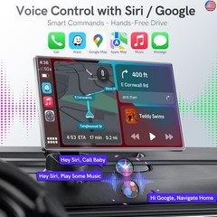 9″ Portable CarPlay Screen for Car, CooCom UHD Car Stereo with Touch Screen