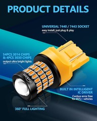 Amber Led Turn Signal Bulb with Projector Led 7440 7441 7443 Amber Turn Signal