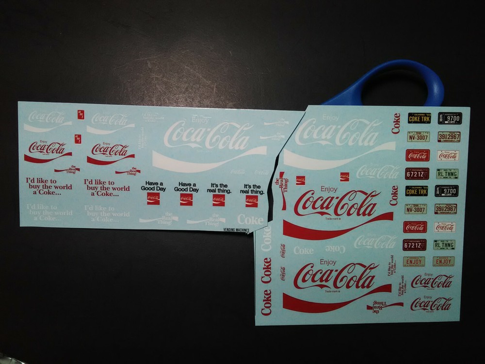 AMT Ford C-600 1/25 COE COKE Coca Cola waterslide decal sheet license plates lot