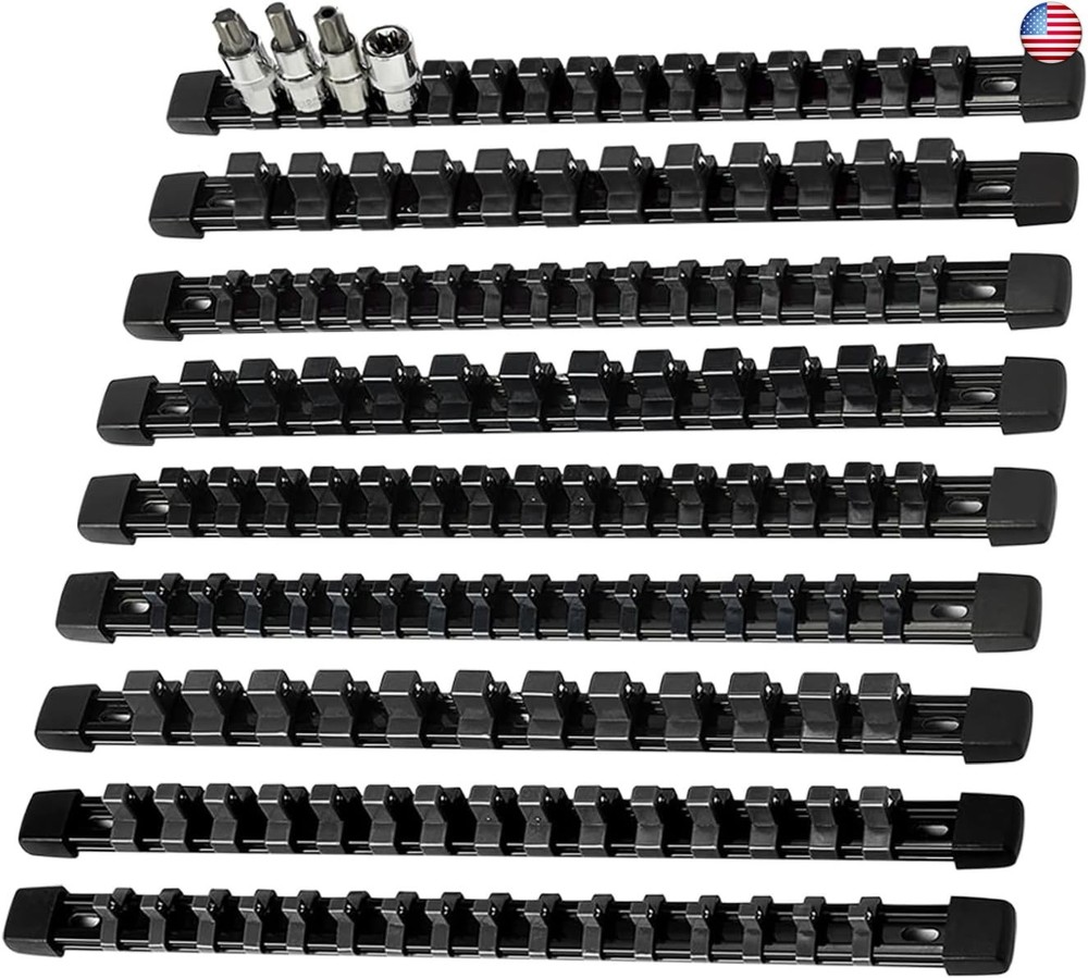 AMM 9-Piece Socket Organizer, 1/2 inch, 3/8 inch and 1/4 inch Drive ABS