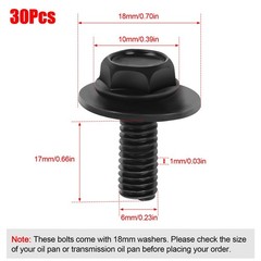 Kishya 30Pcs 71315-122382A M6 Transmission Pan Bolts 1.0 X 17Mm Transmission