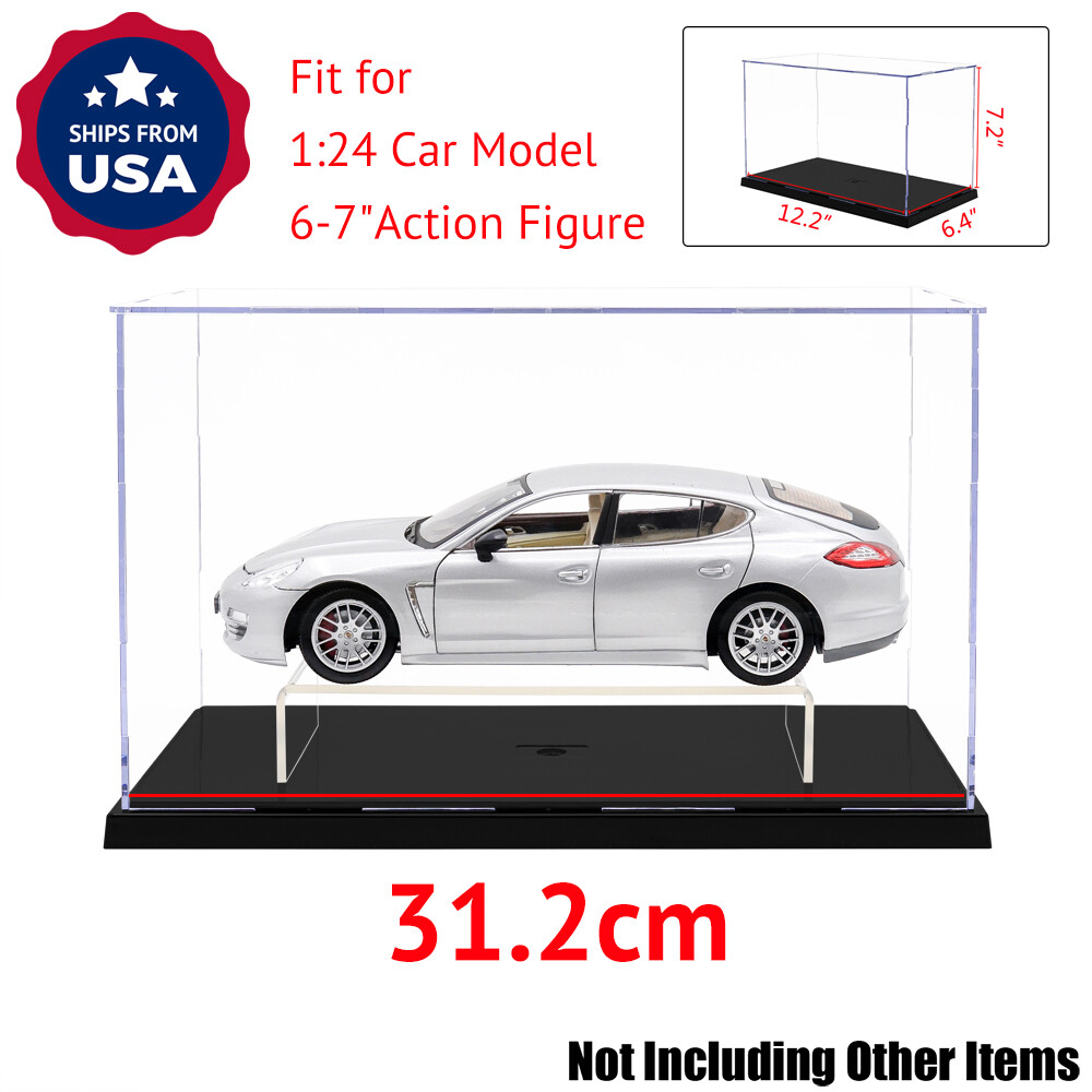 US 12.2″ L Perspex Display Box Acrylic Case Plastic Base Self-Install Dustproof