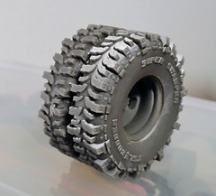 Resin 1/24 Scale: 15-inch “4-hole Truck” Dually Wheels W/ TSL SUPER SWAMPERS