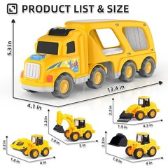 Veslier Construction Truck Toys for Boys 13.78 x 5.71 x 4.33 inches, Yellow