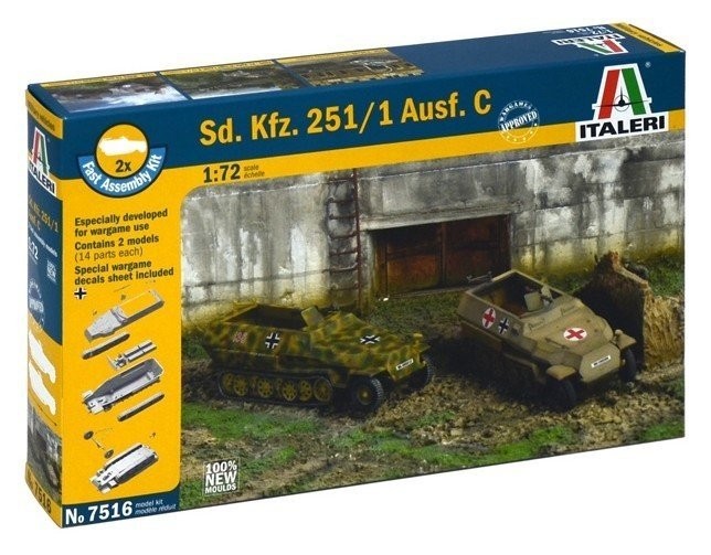 Italeri 7516 1/72 Military Model Kit WWII German Hanomag Sd.Kfz.251/1 Ausf.C