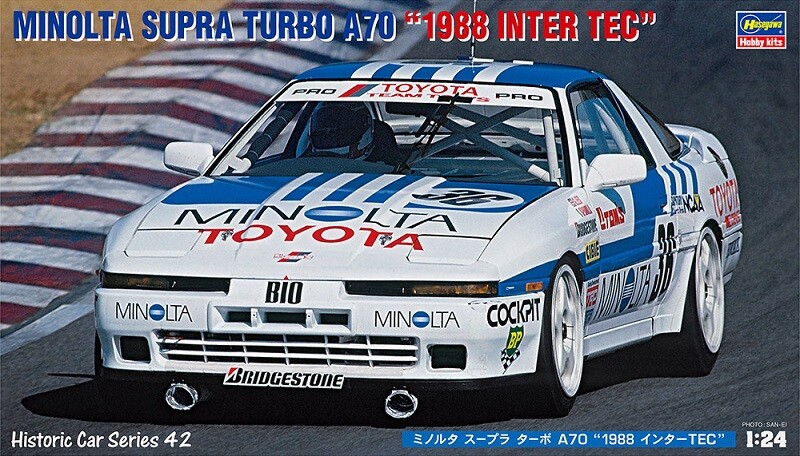 Hasegawa HC-42 1/24 Model Kit Minolta Toyota Supra 3.0GT MA70 Inter TEC 1988