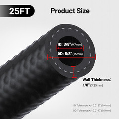 3/8 Fuel Line Kit 25FT, SAE 30R7 NBR Rubber Push Lock Fuel Hose with 14 Fitting