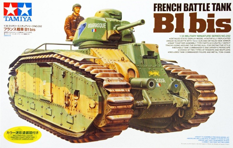 Tamiya 35282 1/35 Scale Military Model Kit WWII French Battle Tank Char B1 Bis