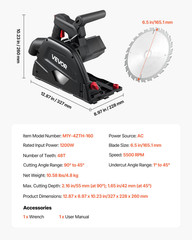 Track Saw, 6-1/2-Inch, Plunge-Cut Circular Saw Kit, Black