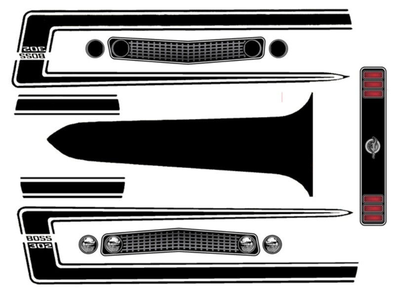 Mustang 1969 Boss 302 w/ Grills 1/24th – 1/25th Scale Decals