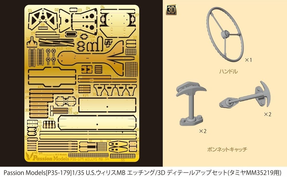 Passion els 1/35 U.S. Willys MB Etching/3D Detail Up Set for MM35219 P35-179