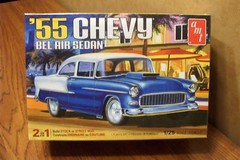 AMT ’55 CHEVY BEL AIR SEDAN MODEL KIT 1/25 SCALE build stock or street rod