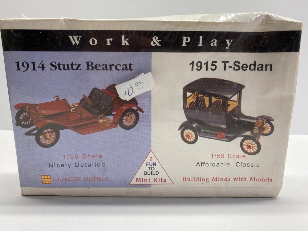 Glencoe Models 1/56, 1/59 Scale 1914 Stutz Bearcat, 1915 T-Sedan Sealed Model