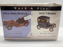 Glencoe Models 1/56, 1/59 Scale 1914 Stutz Bearcat, 1915 T-Sedan Sealed Model