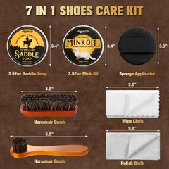 Lansinlife Leather Boot Care Kit 7-In-1 Saddle Soap Mink Oil For Leather