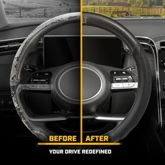 Cat Hexsport Black Carbon Fiber Steering Wheel Cover Standard 15 Inch Size