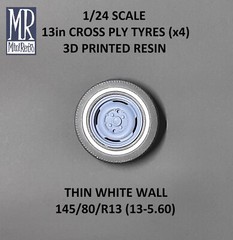 Thin White/Red Wall Tyres (x4) 1/24 Scale Resin – MiniRetro