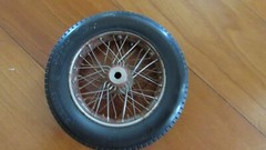 Vintage 3 wire spoke wheels and tires 1 front 3 3/4 ” diameter 2 rear 4 1/8″dia