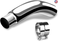 4 Inch Exhaust Elbow Tip with a Clamp, Chrome Structure,4” Inlet 6” Outlet