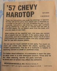 Vintage Monogram 1957 Chevy Hardtop Model Kit 2225 1:24 Scale RARE BABY BLUE