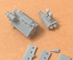 Resin Supercharged Ford Flathead engine for scale model cars, 1/24 1/25 scale.