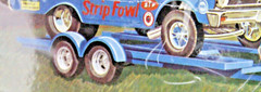 Car Tandem Axle Trailer Style With TOW VEHICLE HITCH & CHAIN 1/25 W/WALL TIRE