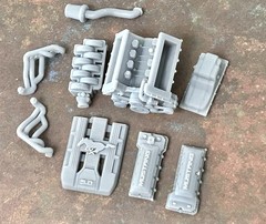 Resin “Mustang 5.0” Modern Ford Engine for scale model cars, 1/24 1/25