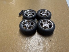 C5 C6 Corvette Chrome Wheels Skinny Tires 2000’s 1/25 Set LOOK