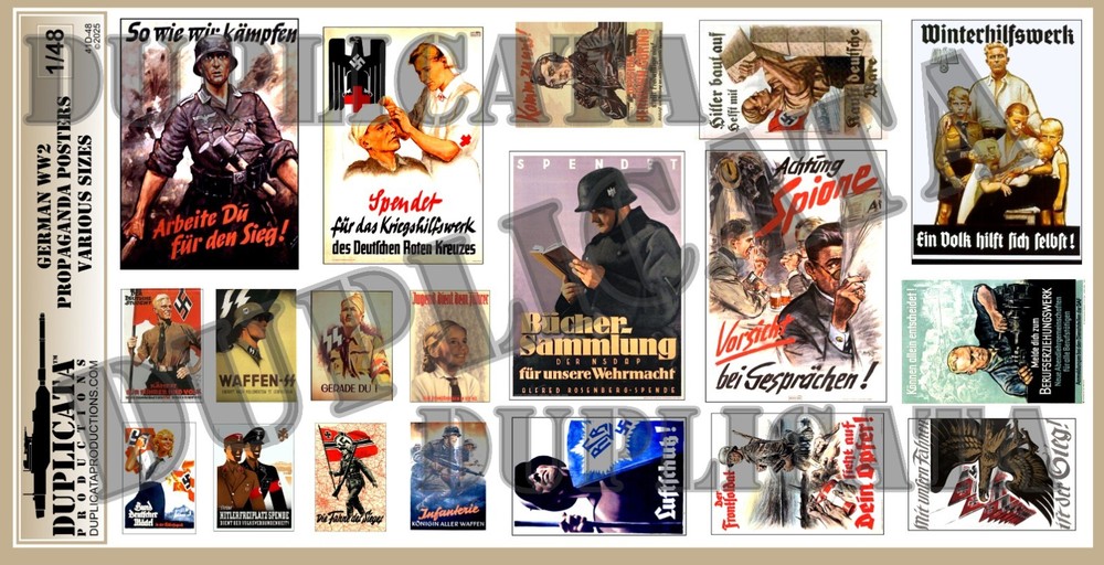 Diorama/Model Accessory – 1/48 German Propaganda Posters, Various Sizes – WW2