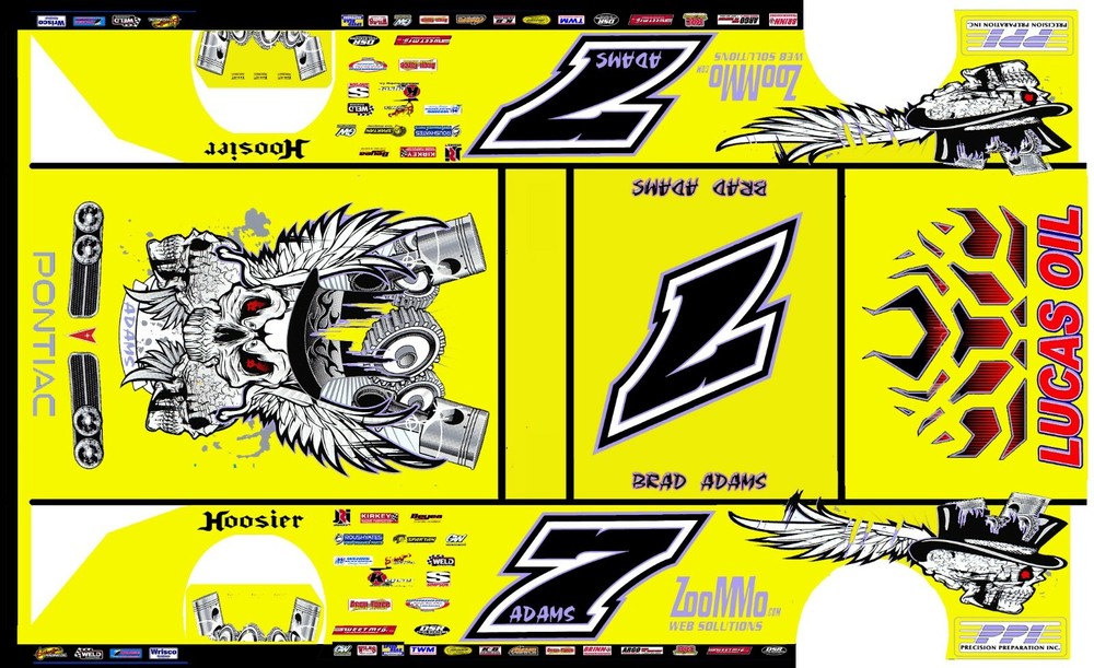 #7 Brad Adams Lucas Oil Crate Dirt Late Model 1/24th Scale Waterslide Decal