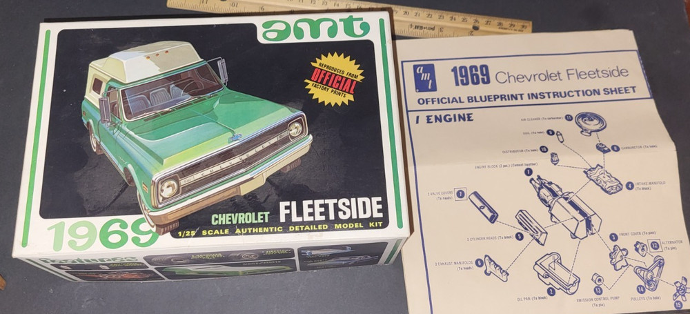 RARE AMT# Y925 200 1969 CHEVROLET FLEETSIDE Model – Box & Instructions only