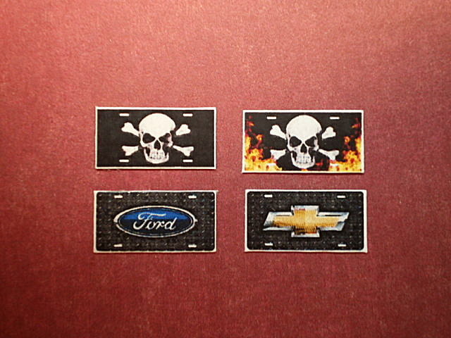 1/24 1/25 Model Car / Truck – Custom License Plate Decals – Skull, Ford, Chevy