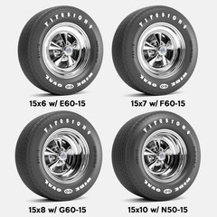 1/25 Resin 15 inch Cragar SS Wheels, Firestone Wide Oval Tires, and Brake Set
