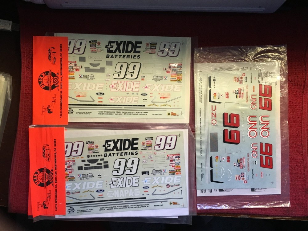 1/24 – 1/25 Vintage 1990’s Nascar Model Decals – #99 – Sold Individually
