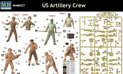 Master Box 3577 WWII US Artillery Crew Plastic Model Kit For Kids, scale 1:35