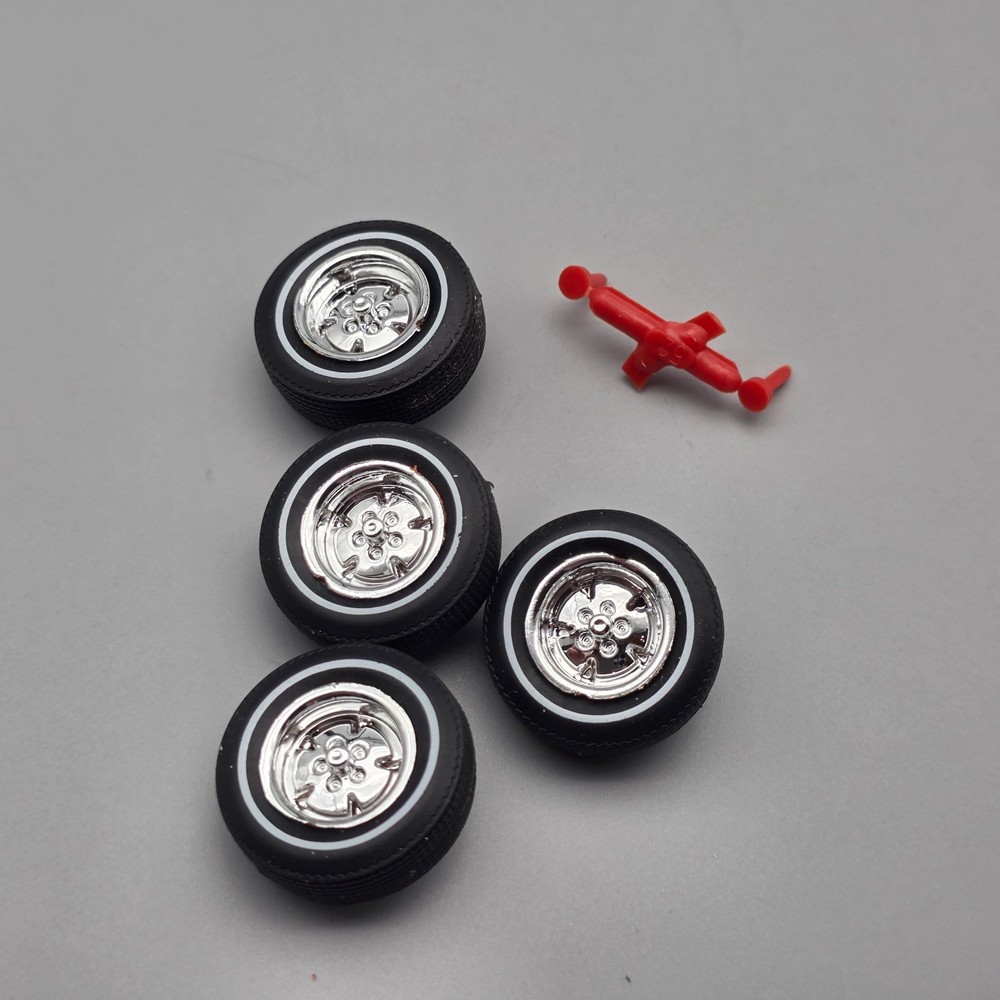 AMT 1/25 1971 71 Ford Mustang Mach 1 Parts Kitbash Chrome Wheels White Wall Tire