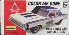 NEW Sealed Lindberg Color Me Gone 1964 Dodge 330 Super Stock Model Car Kit
