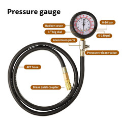 Oil Pressure Tester Tool, Oil Pressure Gauge Kit, 0-140 PSI Pressure Test Diagno
