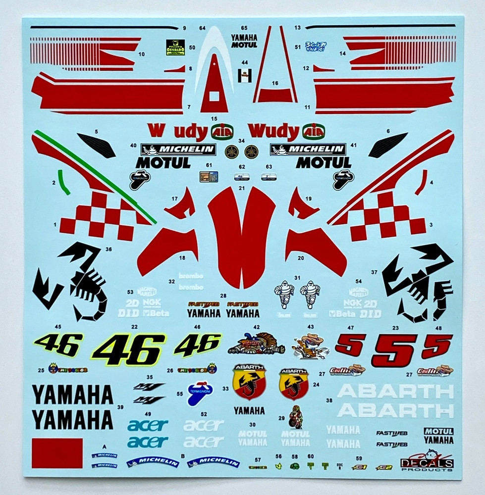SK Decals 1:12 Scale Fiat Yamaha YZR-M1 Moto GP ’07 Australia Decalsheet SK12002